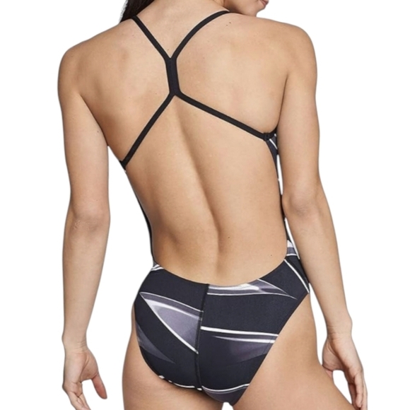 Speedo Endurance+ Racing Cut Swimsuit Size 26(XS) Black/White/Grey - Picture 5 of 7